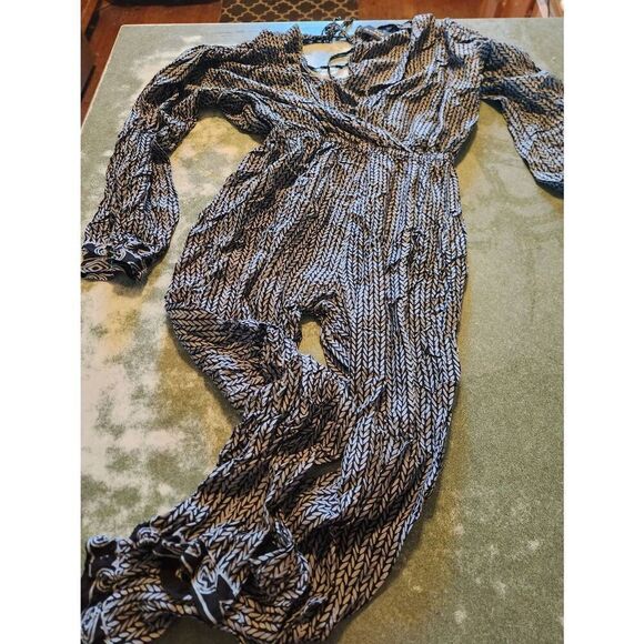 NAT by Natalie Martin claudette printed plunging v-neck jumpsuit sz XS - Picture 2 of 4